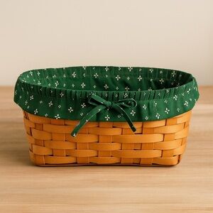 Longaberger Heritage Green Basket Liner with Ties Vintage Fabric Cottagecore